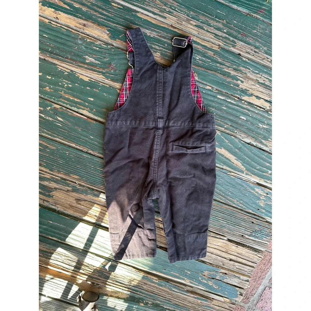 Gymboree Baby Boy Gray Corduroy Plaid Lined Overalls Vintage 2002 3-6 Months